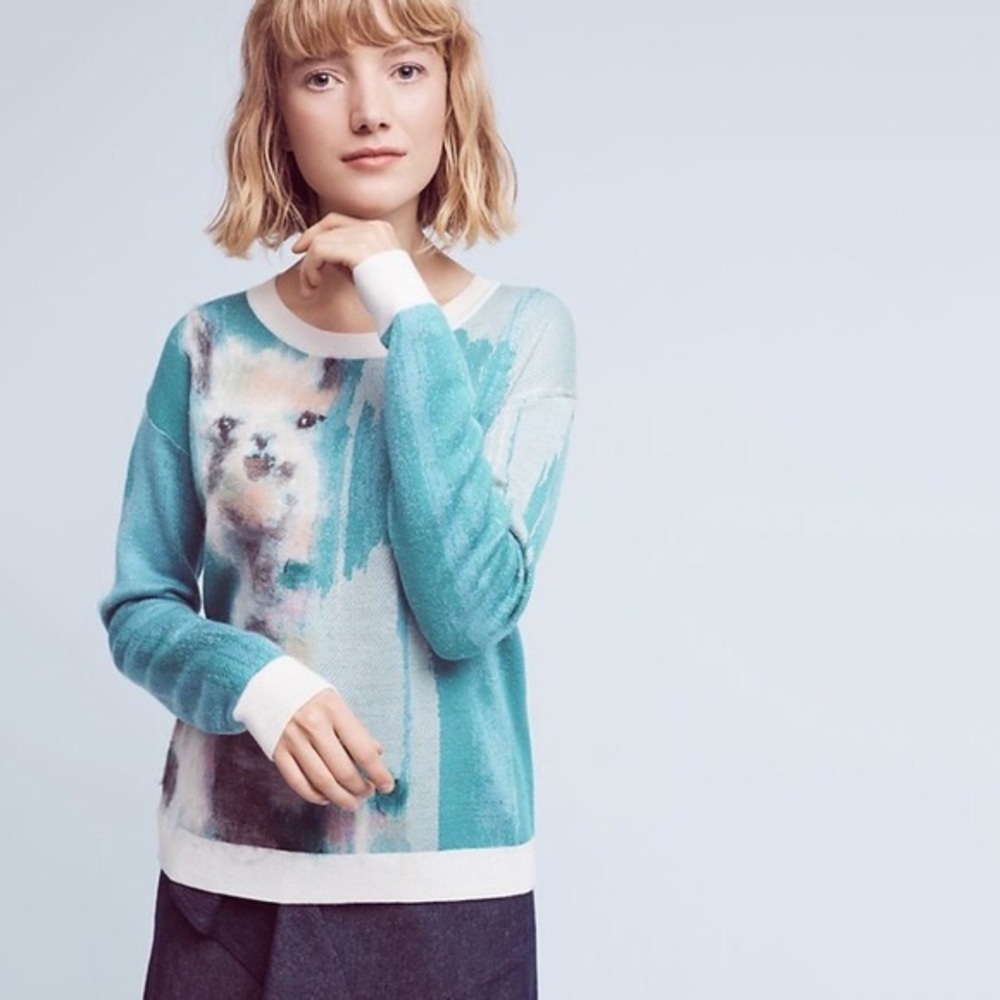 Anthropologie Llama Sweater Lauren Walcott Medium